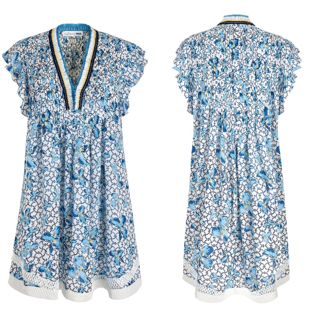 Poupette St Barth x Vilebrequin SASHA mini dress iris lace Women’s Size Medium